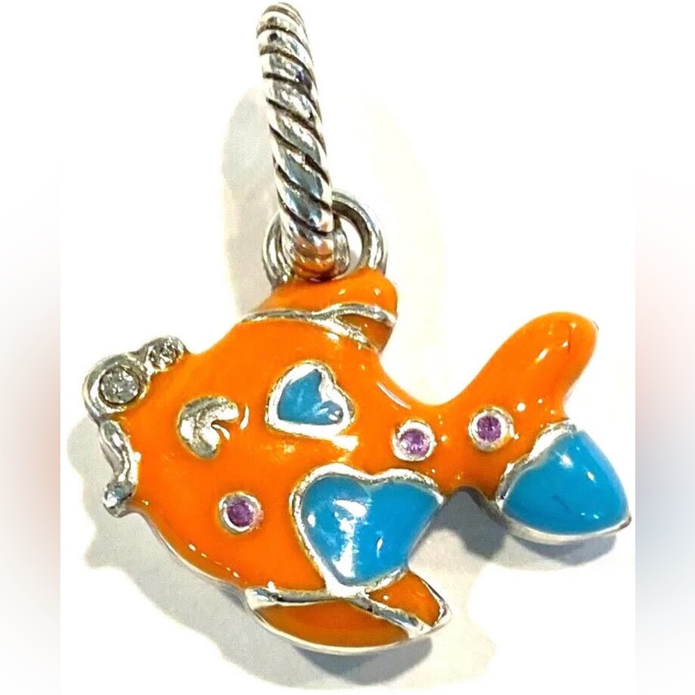 Brighton Fish Charm Silver Finish, Enamel